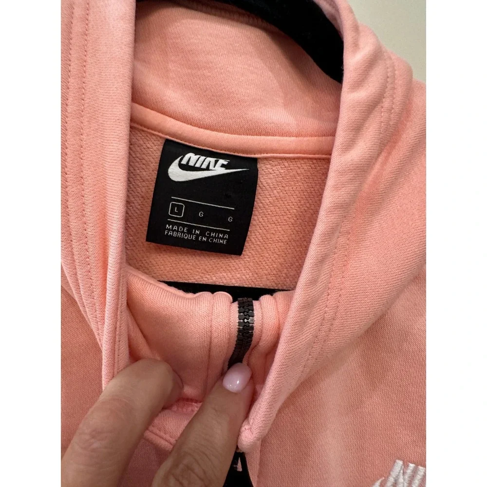Nike Sportswear Essential Quarter Zip Fleece Pullover Peach Pink Womens Large